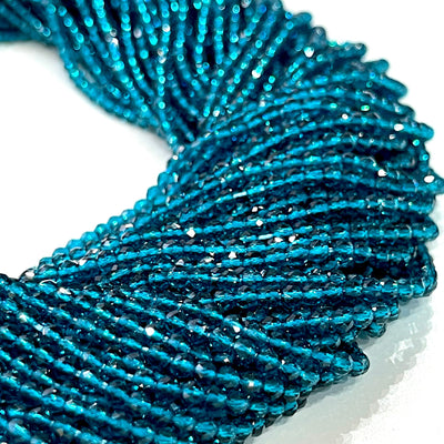 3mm Teal Blue Jade Faceted Round Gemstone Beads, 127 Beads