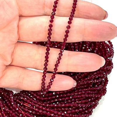 Perles rondes à facettes en jade rubis de 3 mm, 127 perles