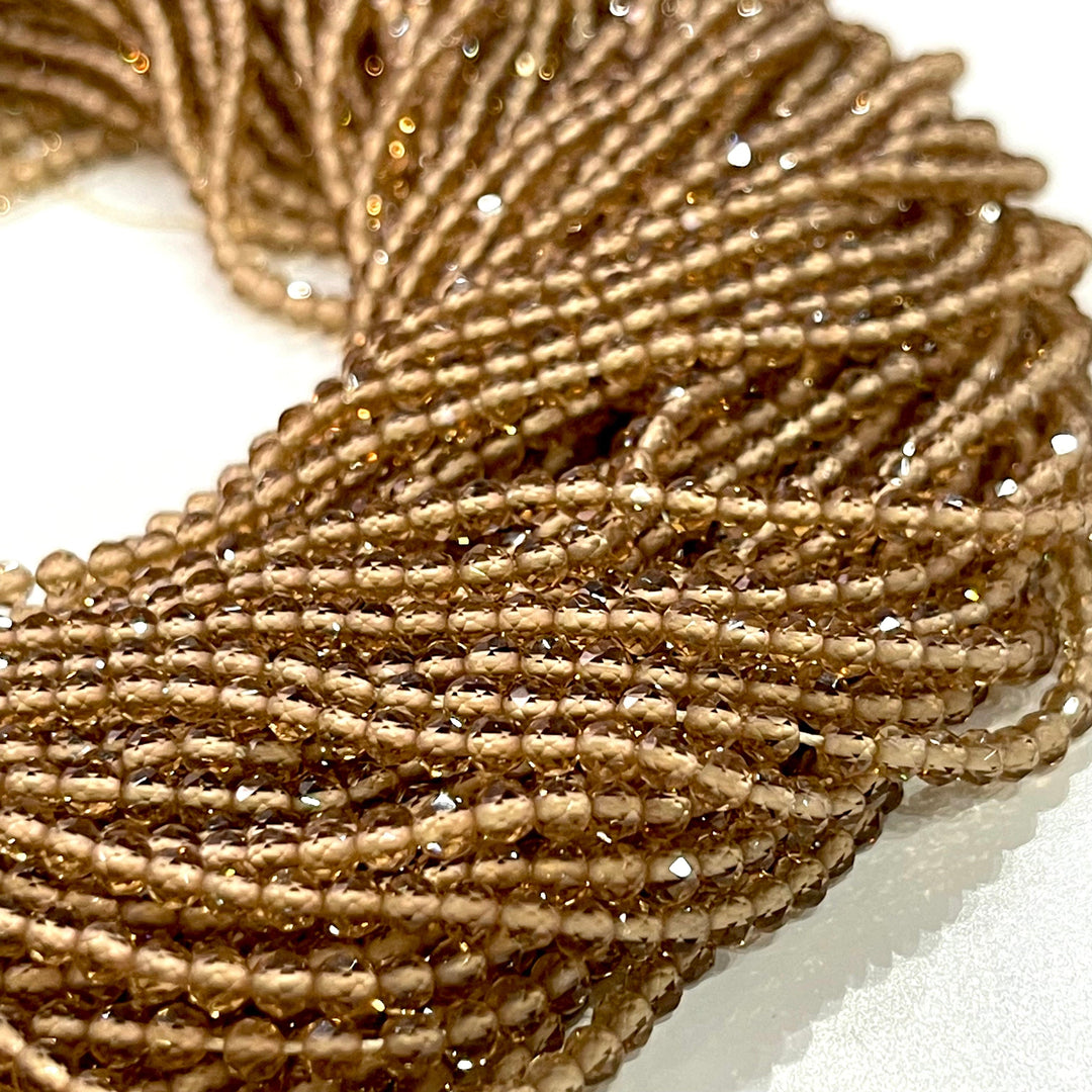 3mm Cappuccino Jade Faceted Round Gemstone Beads, 127 Beads