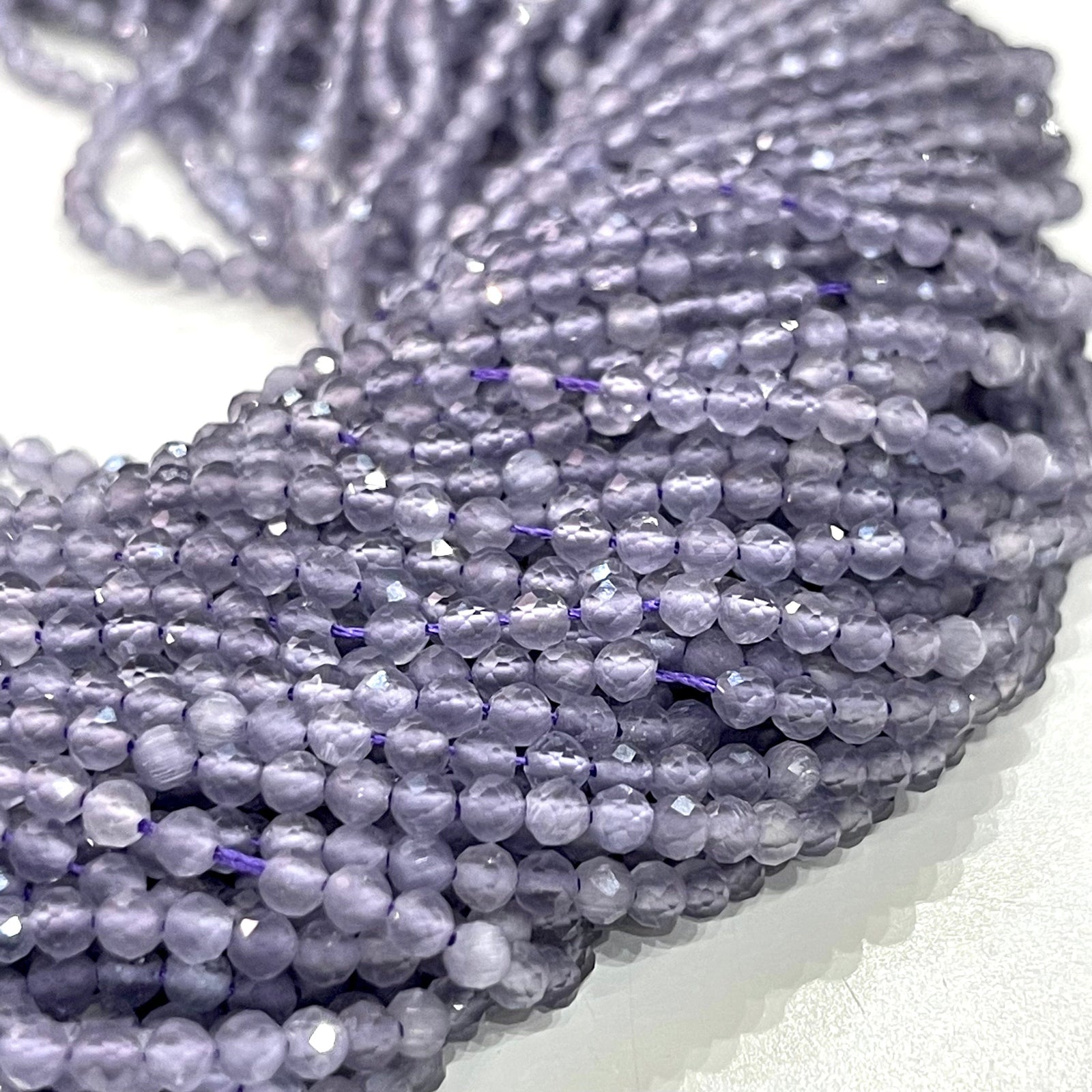 3mm Light Amethyst Jade Faceted Round Gemstone Beads, 127 Beads