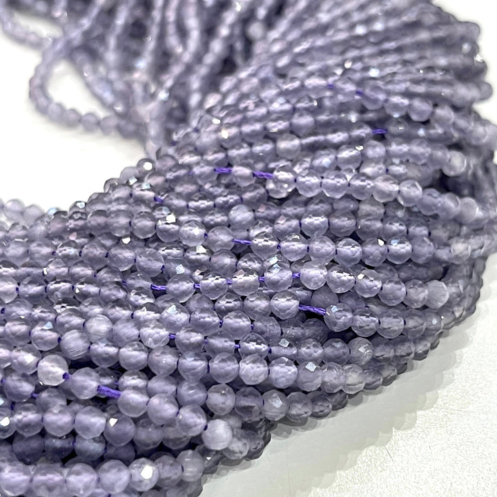 3mm Light Amethyst Jade Faceted Round Gemstone Beads, 127 Beads