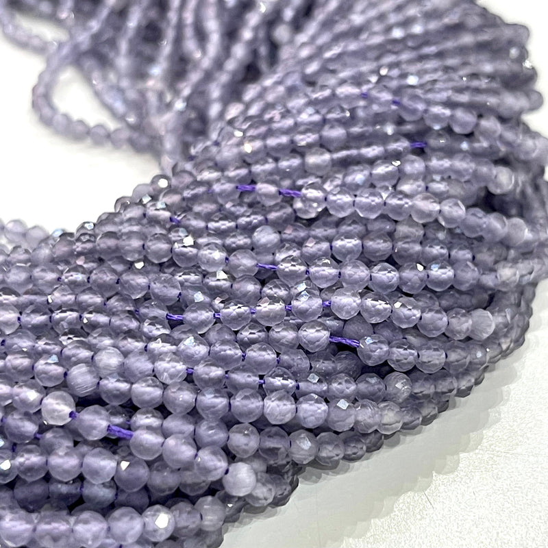 3mm Light Amethyst  Jade Faceted Round Gemstone Beads, 127 Beads