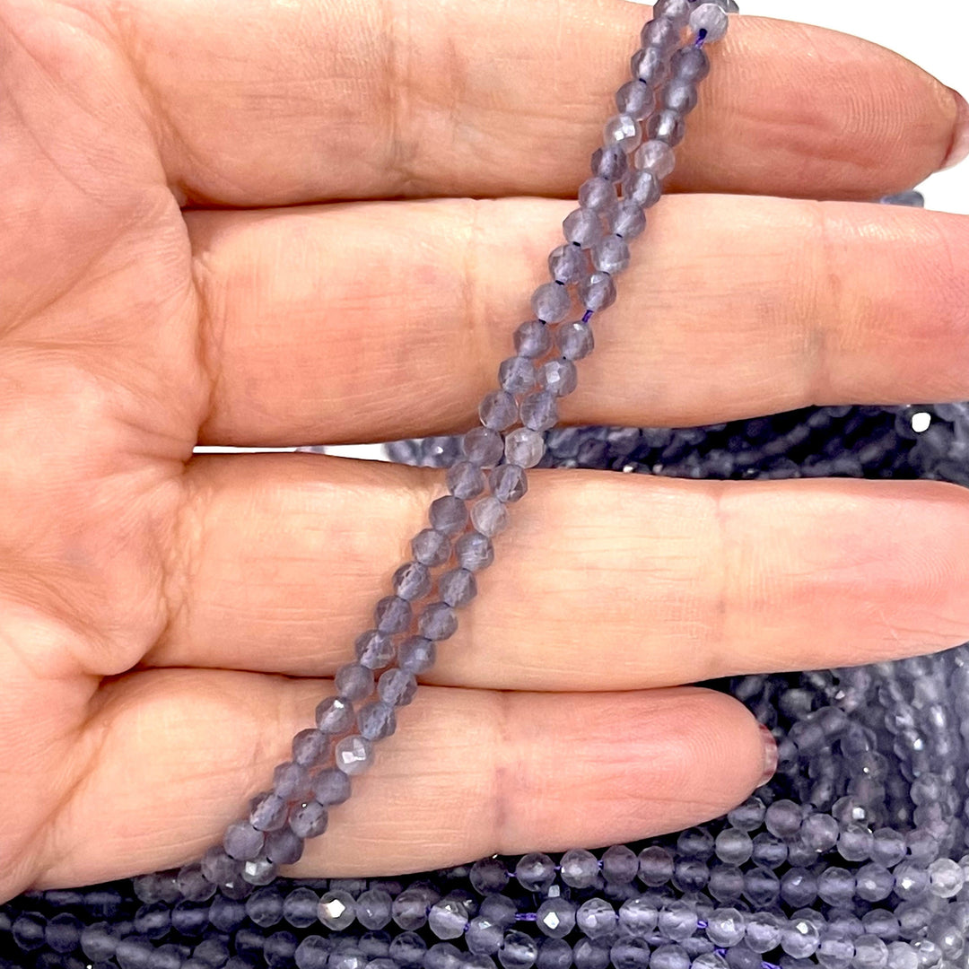 3mm Light Amethyst Jade Faceted Round Gemstone Beads, 127 Beads