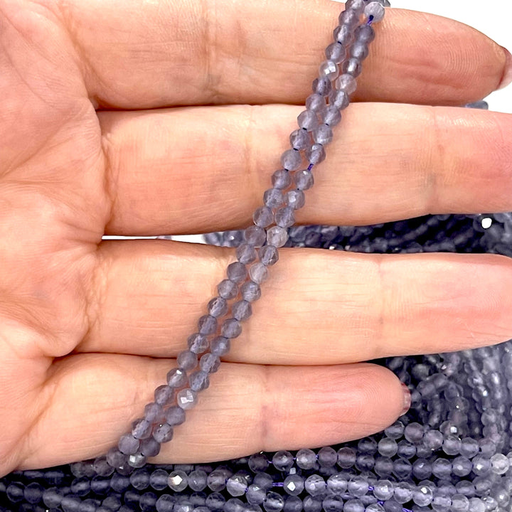 3mm Light Amethyst Jade Faceted Round Gemstone Beads, 127 Beads