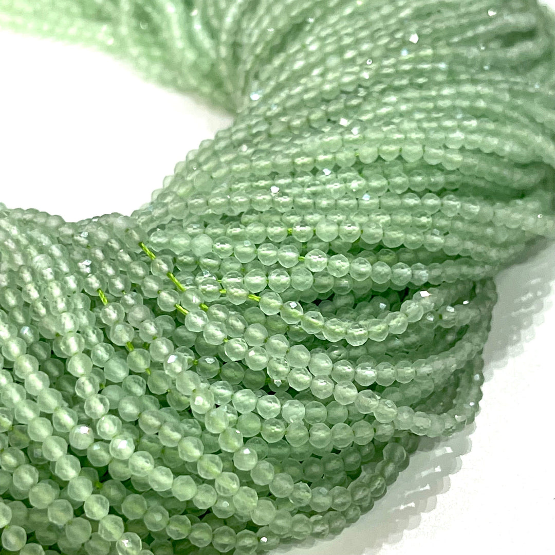 3mm Mint Green Jade Faceted Round Gemstone Beads, 127 Beads