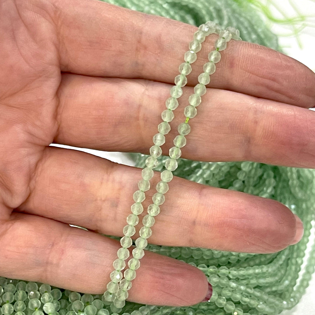 3mm Mint Green Jade Faceted Round Gemstone Beads, 127 Beads