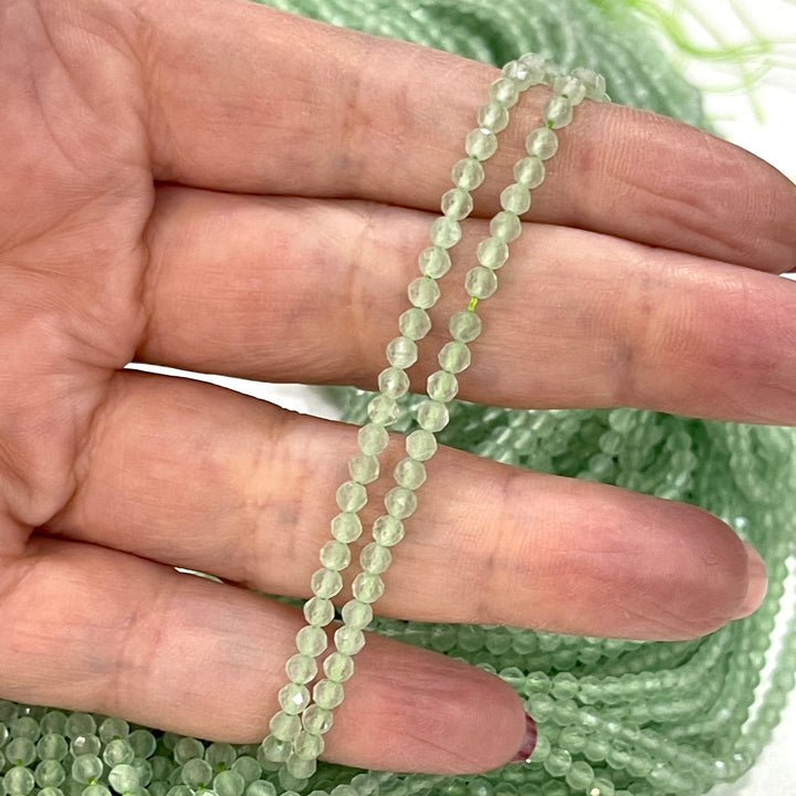 3mm Mint Green Jade Faceted Round Gemstone Beads, 127 Beads