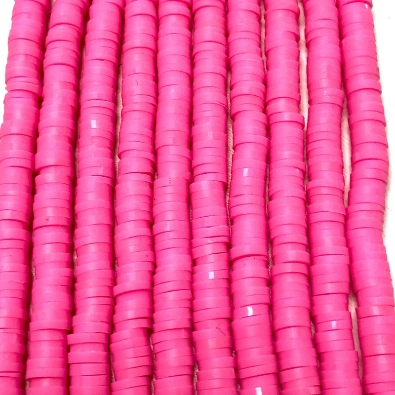 4mm Hot Pink Heishi Perlen, Fimo 4.2x1MM Vinyl Perlen