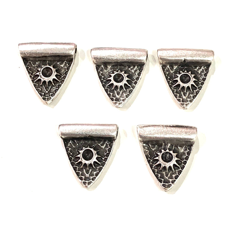 Antique Silver Plated 15mm Triangle  Charms,  5 pcs in a pack