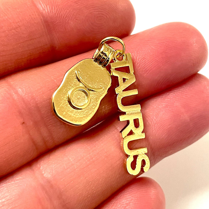 24Kt Gold Plated Brass Zodiac Horoscope Sign, Constellation Medallion Pendant, Celestial Astrology Charm for Necklace Jewelry Making-Chain&amp;Jump Rings Not Included