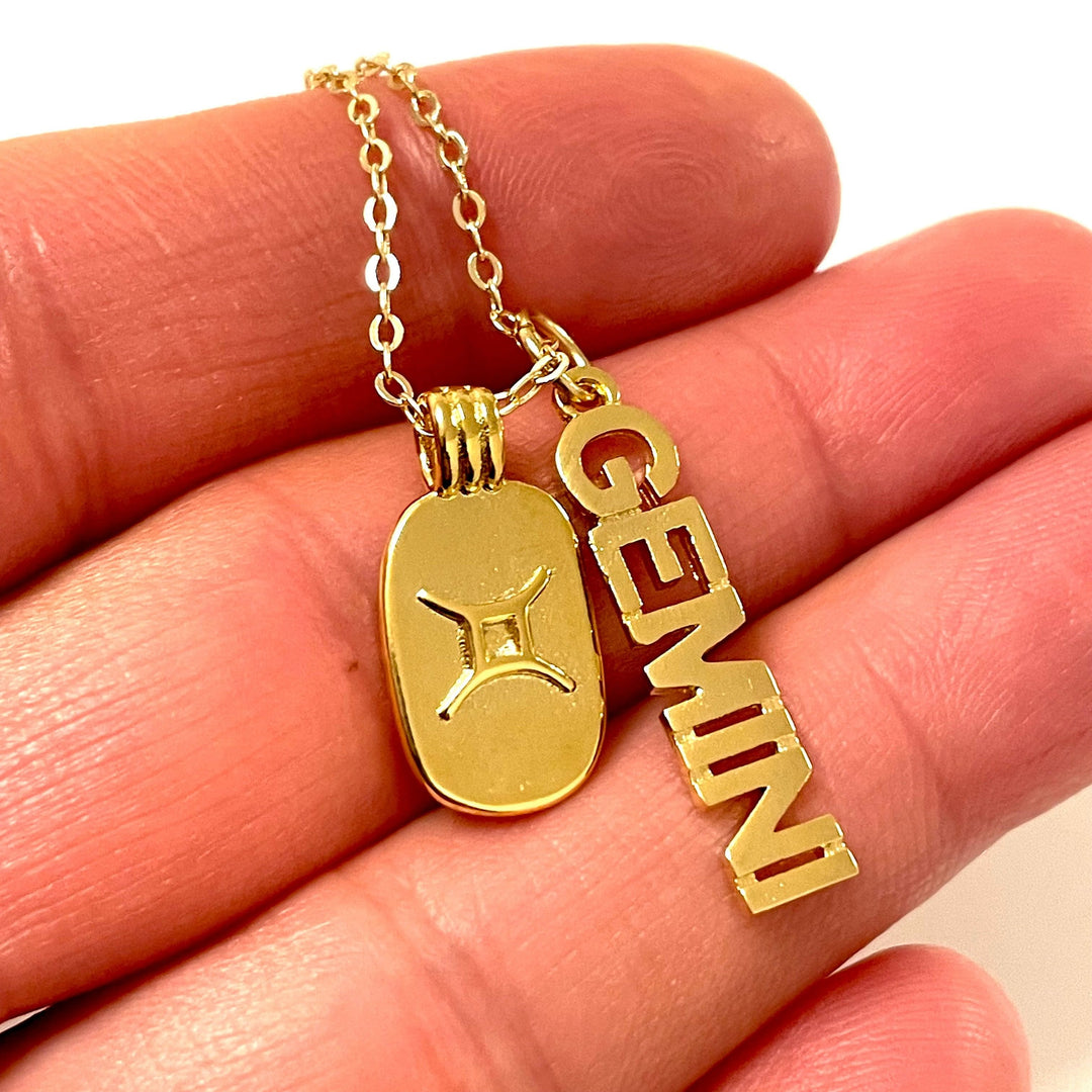 24Kt Gold Plated Brass Zodiac Horoscope Sign, Constellation Medallion Pendant, Celestial Astrology Charm for Necklace Jewelry Making-Chain&amp;Jump Rings Not Included