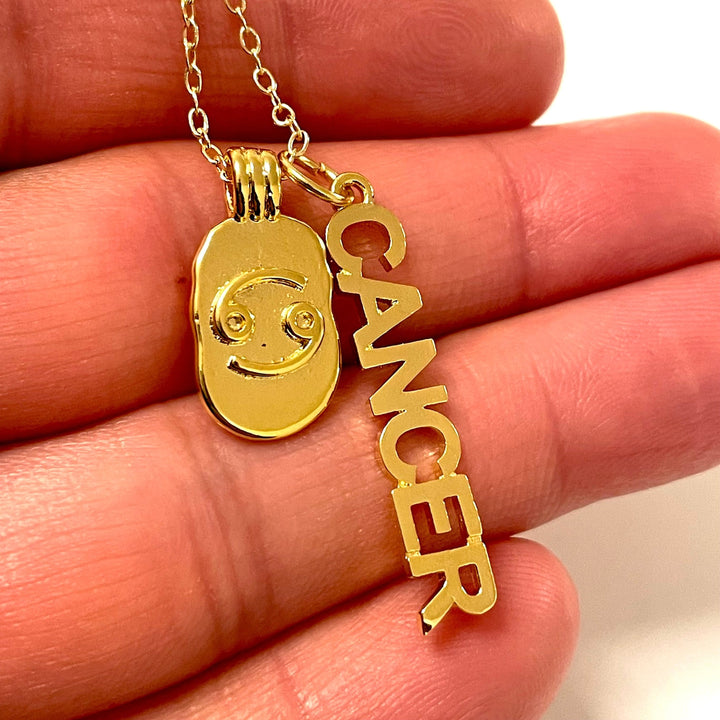 24Kt Gold Plated Brass Zodiac Horoscope Sign, Constellation Medallion Pendant, Celestial Astrology Charm for Necklace Jewelry Making-Chain&amp;Jump Rings Not Included