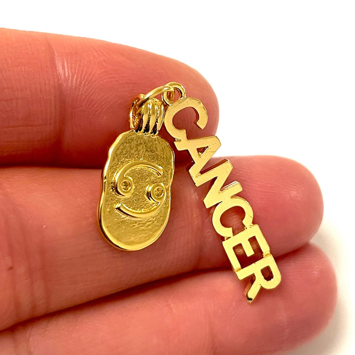 24Kt Gold Plated Brass Zodiac Horoscope Sign, Constellation Medallion Pendant, Celestial Astrology Charm for Necklace Jewelry Making-Chain&amp;Jump Rings Not Included