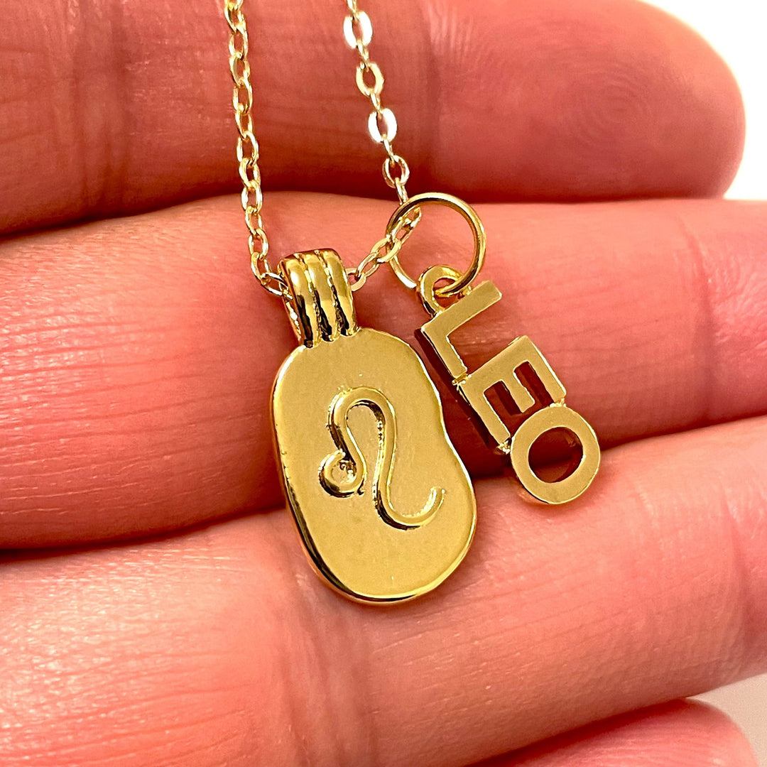 24Kt Gold Plated Brass Zodiac Horoscope Sign, Constellation Medallion Pendant, Celestial Astrology Charm for Necklace Jewelry Making-Chain&amp;Jump Rings Not Included