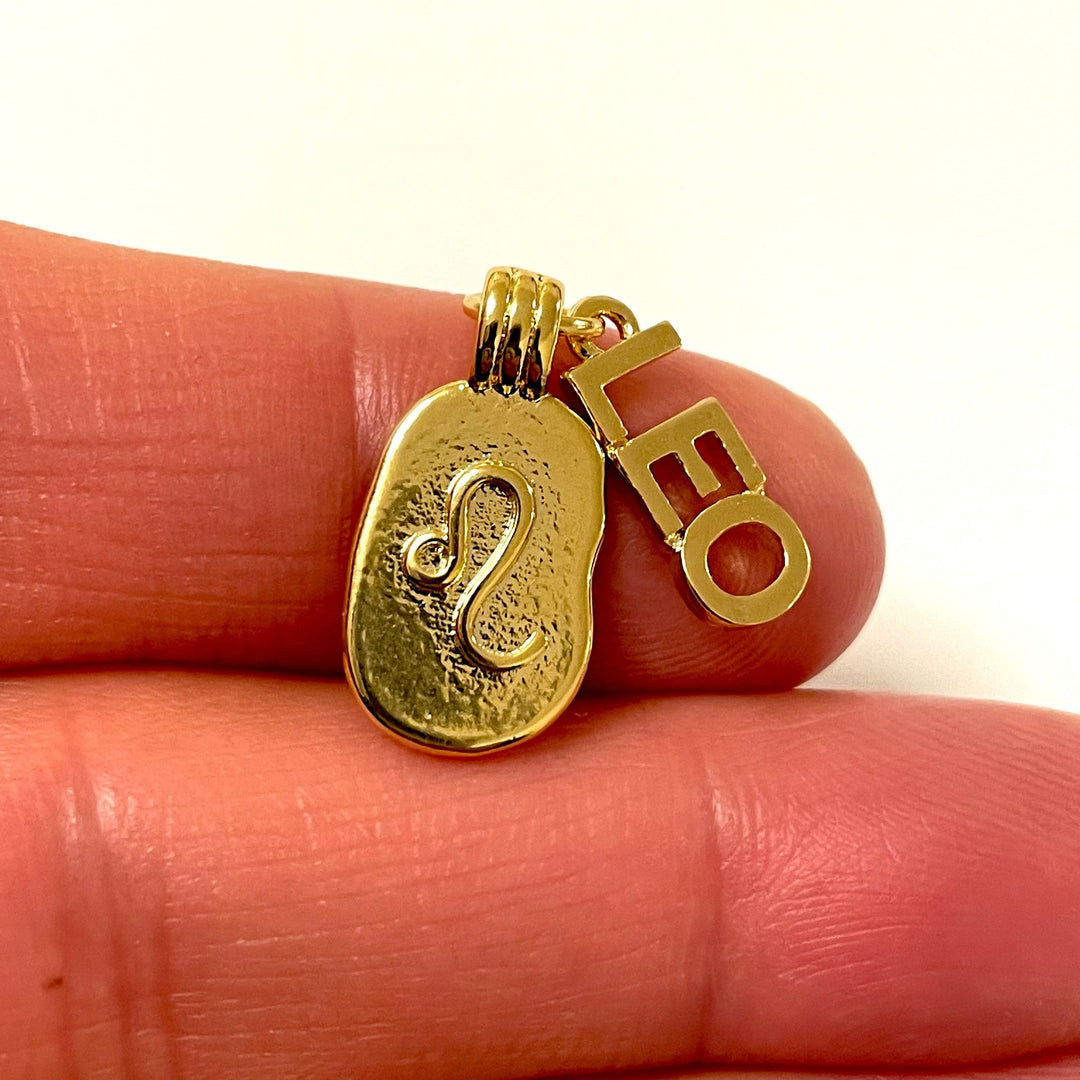 24Kt Gold Plated Brass Zodiac Horoscope Sign, Constellation Medallion Pendant, Celestial Astrology Charm for Necklace Jewelry Making-Chain&amp;Jump Rings Not Included