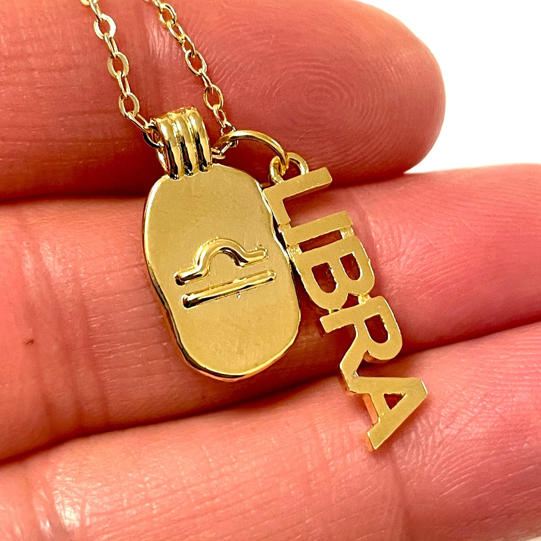 24Kt Gold Plated Brass Zodiac Horoscope Sign, Constellation Medallion Pendant, Celestial Astrology Charm for Necklace Jewelry Making-Chain&amp;Jump Rings Not Included