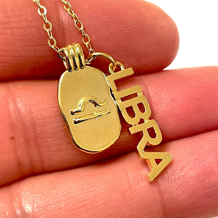 24Kt Gold Plated Brass Zodiac Horoscope Sign, Constellation Medallion Pendant, Celestial Astrology Charm for Necklace Jewelry Making-Chain&amp;Jump Rings Not Included
