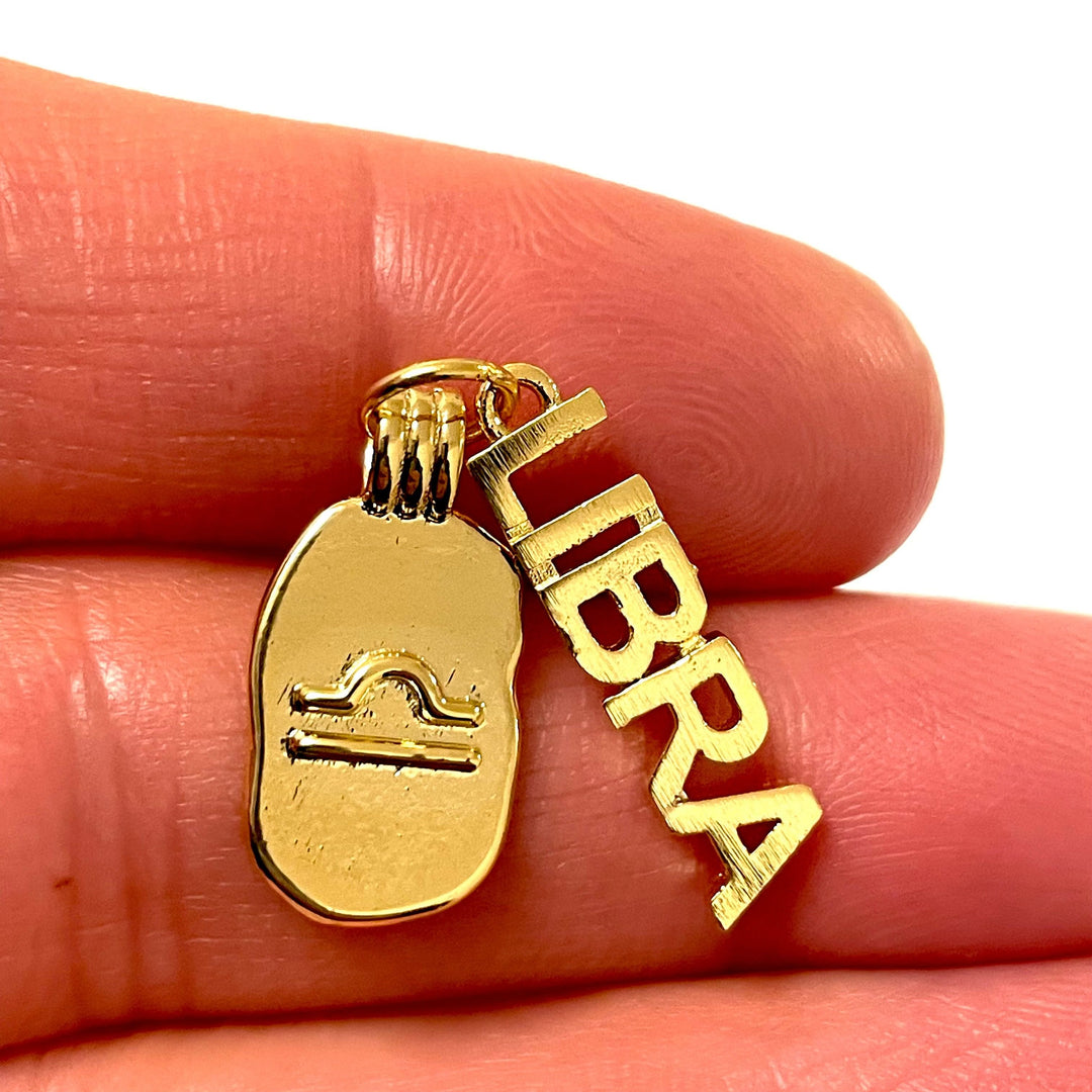 24Kt Gold Plated Brass Zodiac Horoscope Sign, Constellation Medallion Pendant, Celestial Astrology Charm for Necklace Jewelry Making-Chain&amp;Jump Rings Not Included