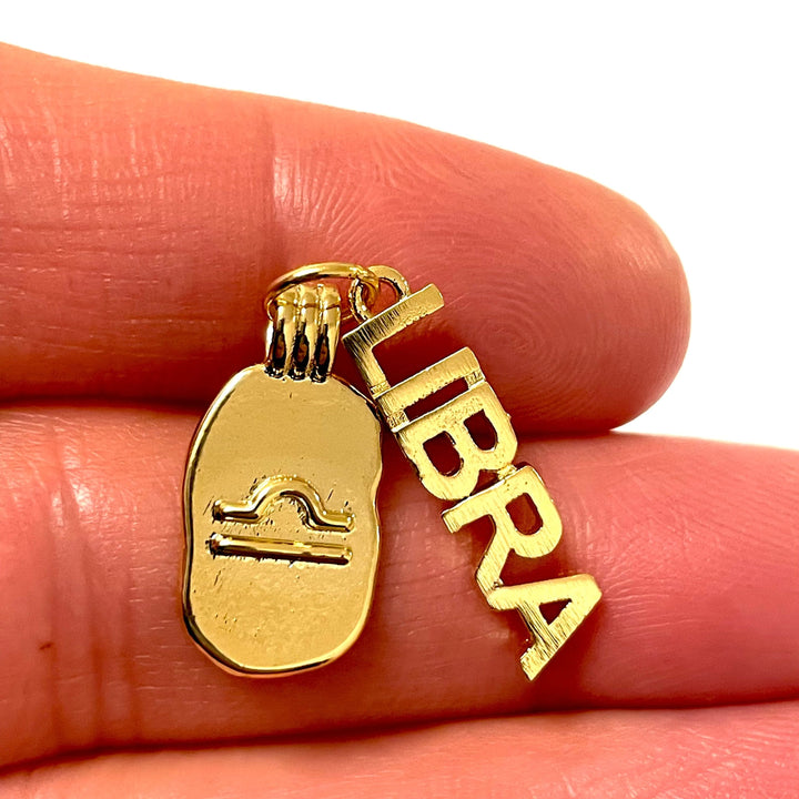 24Kt Gold Plated Brass Zodiac Horoscope Sign, Constellation Medallion Pendant, Celestial Astrology Charm for Necklace Jewelry Making-Chain&amp;Jump Rings Not Included
