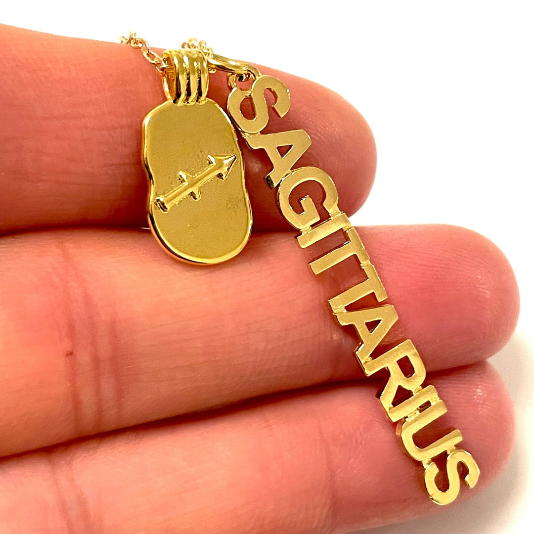 24Kt Gold Plated Brass Zodiac Horoscope Sign, Constellation Medallion Pendant, Celestial Astrology Charm for Necklace Jewelry Making-Chain&amp;Jump Rings Not Included
