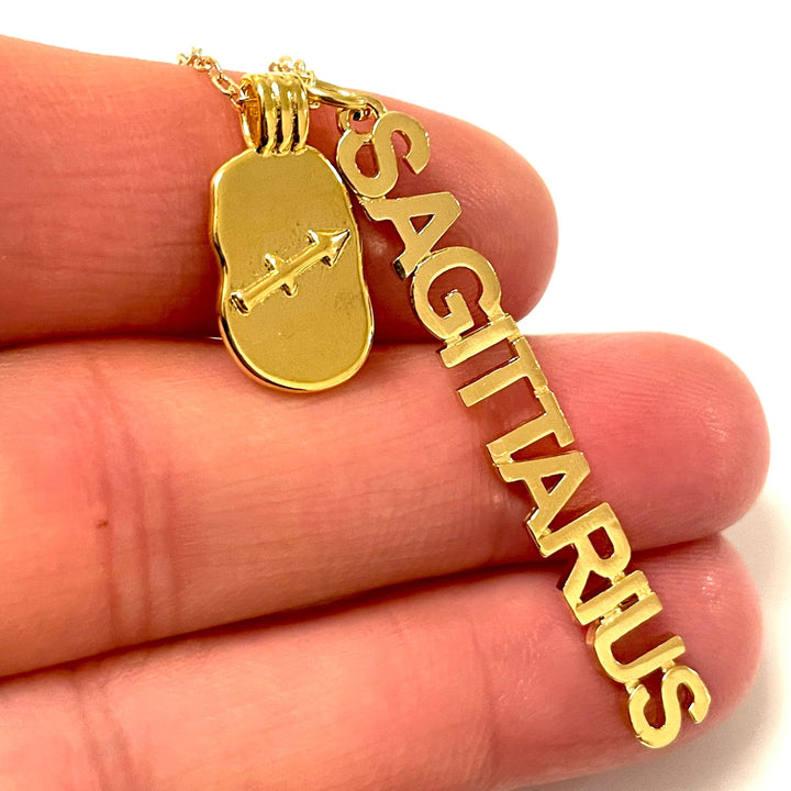 24Kt Gold Plated Brass Zodiac Horoscope Sign, Constellation Medallion Pendant, Celestial Astrology Charm for Necklace Jewelry Making-Chain&amp;Jump Rings Not Included