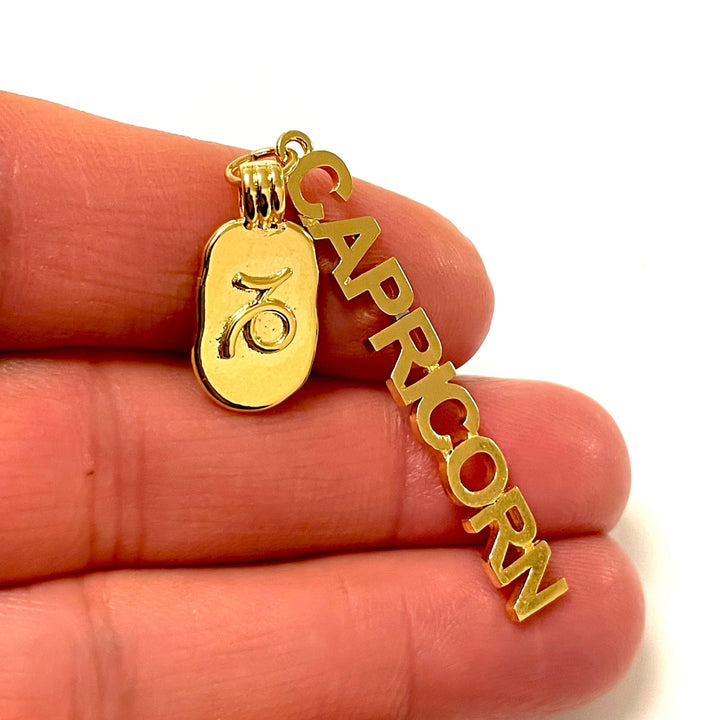 24Kt Gold Plated Brass Zodiac Horoscope Sign, Constellation Medallion Pendant, Celestial Astrology Charm for Necklace Jewelry Making-Chain&amp;Jump Rings Not Included