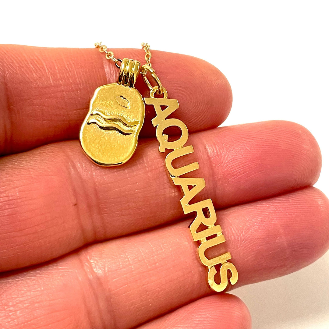 24Kt Gold Plated Brass Zodiac Horoscope Sign, Constellation Medallion Pendant, Celestial Astrology Charm for Necklace Jewelry Making-Chain&amp;Jump Rings Not Included