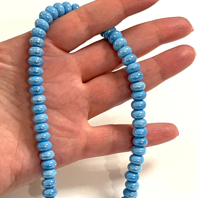 Blue Ceramic Rondelle Beads, 10 pcs in a pack