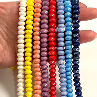 Peach Ceramic Rondelle Beads, 10 Stück in einer Packung