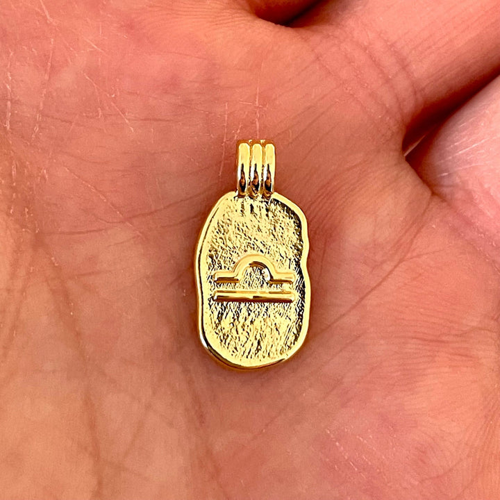 24Kt Gold Plated Brass Zodiac Horoscope Sign, Constellation Medallion Pendant, Celestial Astrology Charm for Necklace Jewelry Making