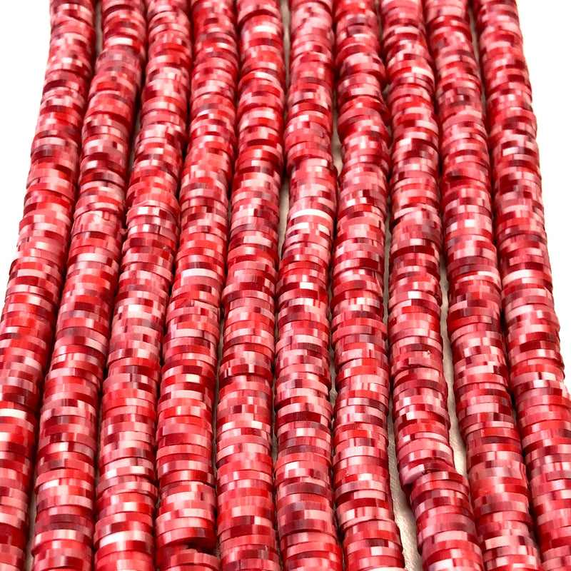 Perles Heishi roses mouchetées, perles de vinyle en pâte polymère 6x1MM