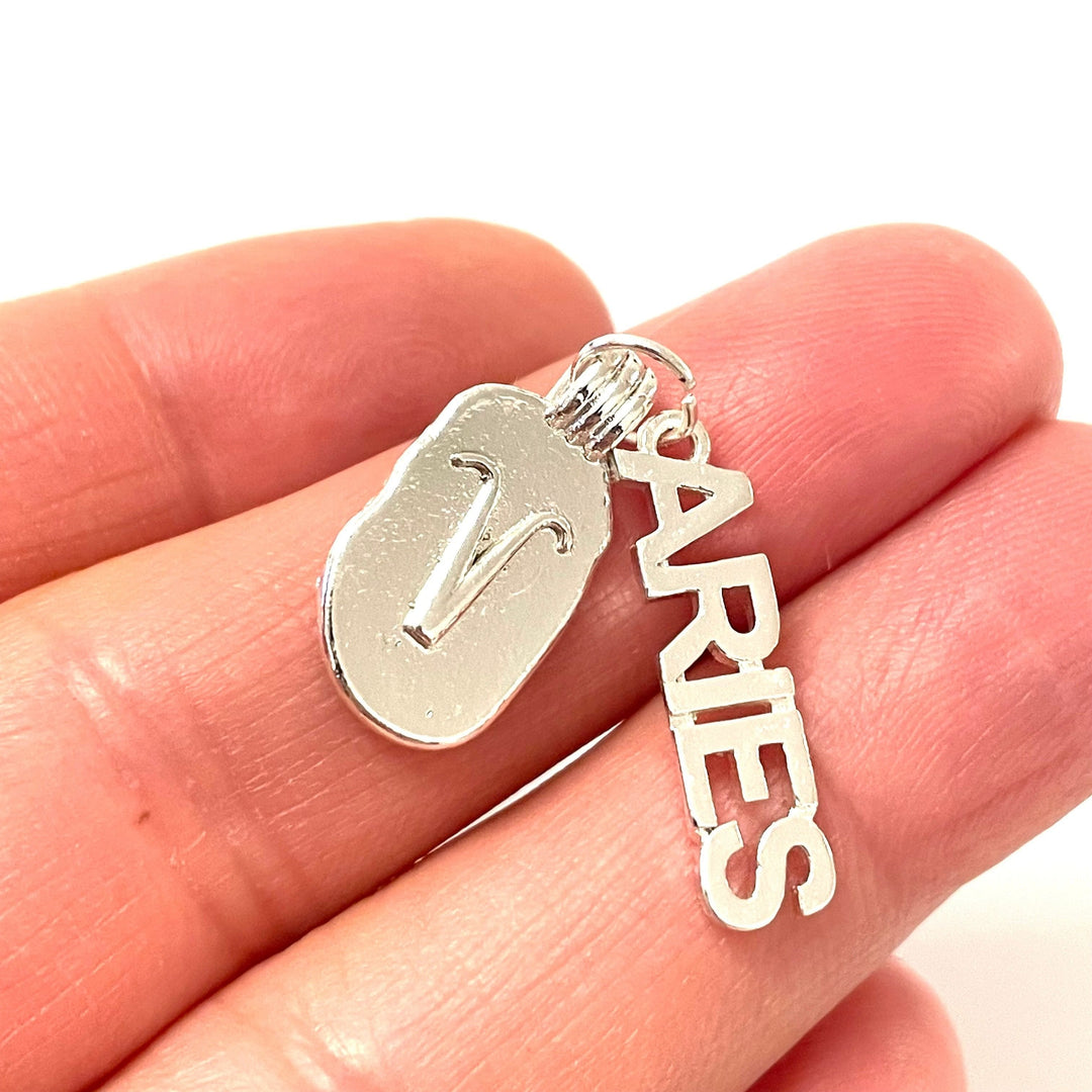 Silver Plated Brass Zodiac Horoscope Sign, Constellation Medallion Pendant,Celestial Astrology Charm-Chain&amp;Jump Rings Not Included
