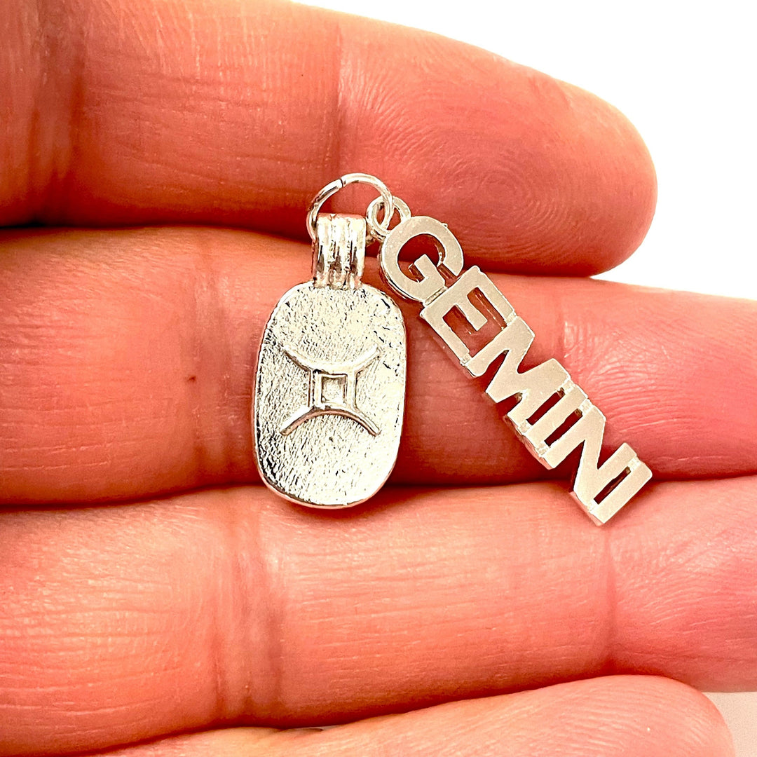 Silver Plated Brass Zodiac Horoscope Sign, Constellation Medallion Pendant,Celestial Astrology Charm-Chain&amp;Jump Rings Not Included