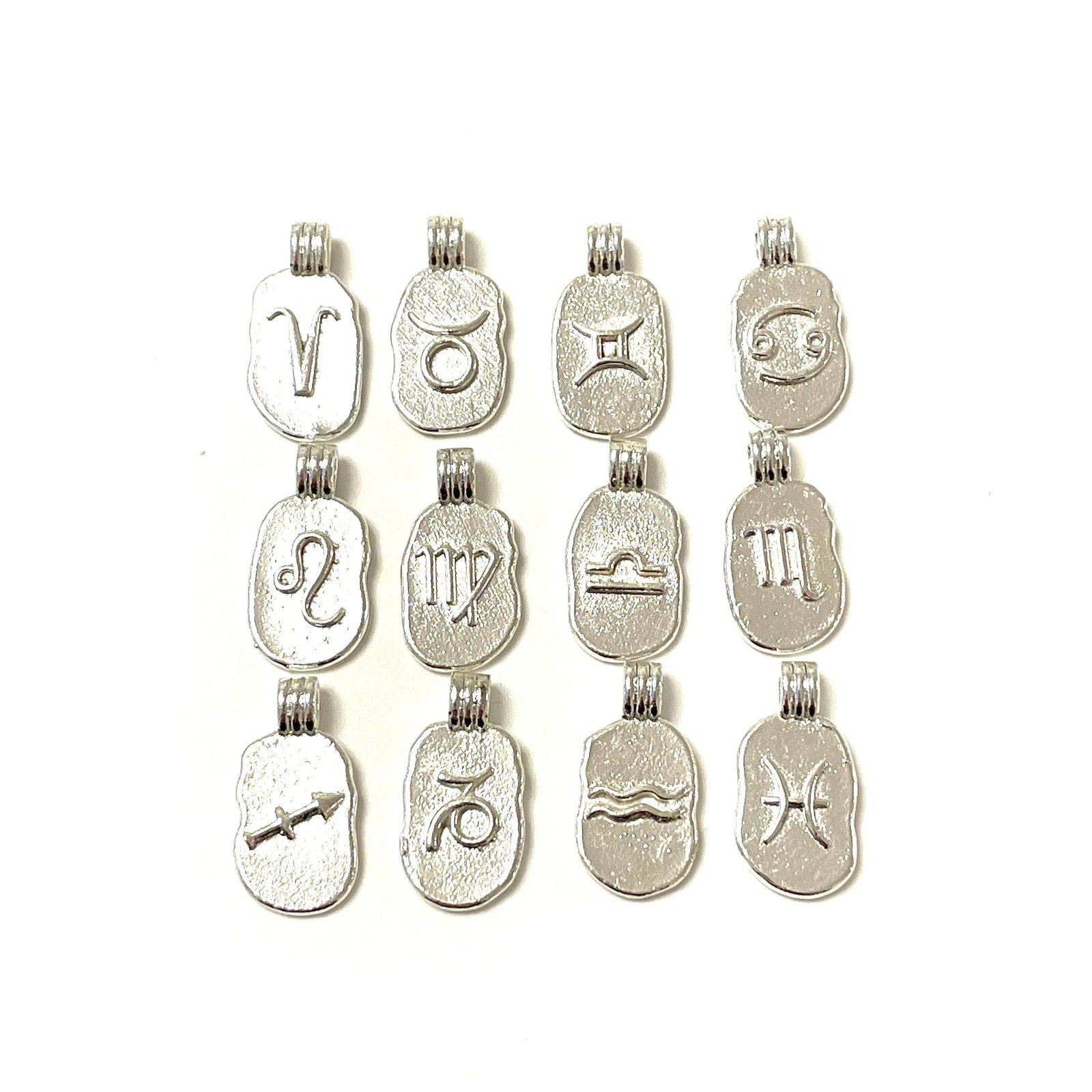 Silver Plated Brass Zodiac Horoscope Sign, Constellation Medallion Pendant, Celestial Astrology Charm for Necklace Jewelry Making