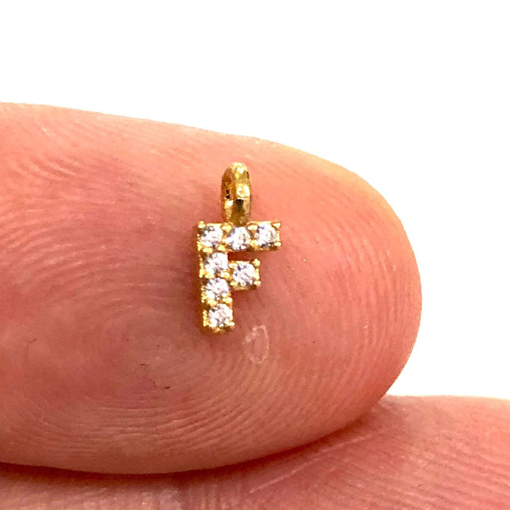 24Kt Gold Plated Brass Micro Pave Initial Charms