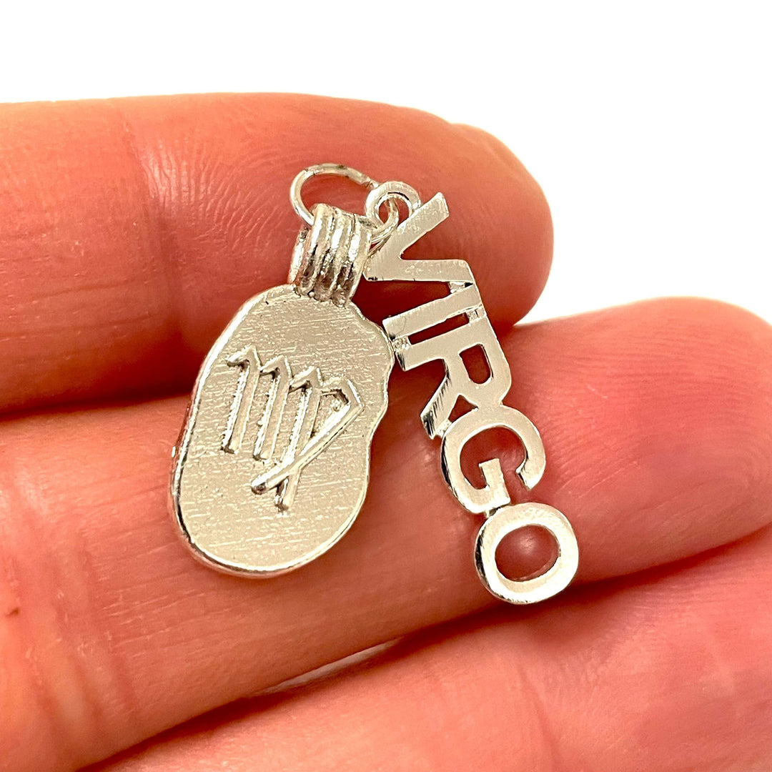 Silver Plated Brass Zodiac Horoscope Sign, Constellation Medallion Pendant,Celestial Astrology Charm-Chain&amp;Jump Rings Not Included