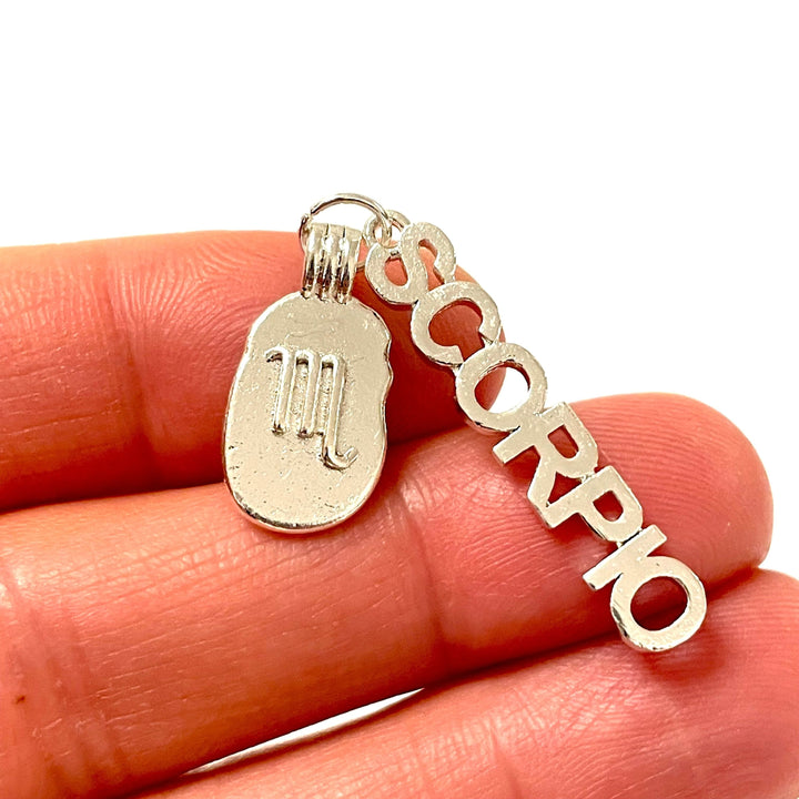 Silver Plated Brass Zodiac Horoscope Sign, Constellation Medallion Pendant,Celestial Astrology Charm-Chain&amp;Jump Rings Not Included