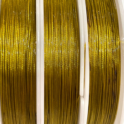50m Reel of 0.45mm Gold Color Tiger Tail Wire for Jewelry Making.