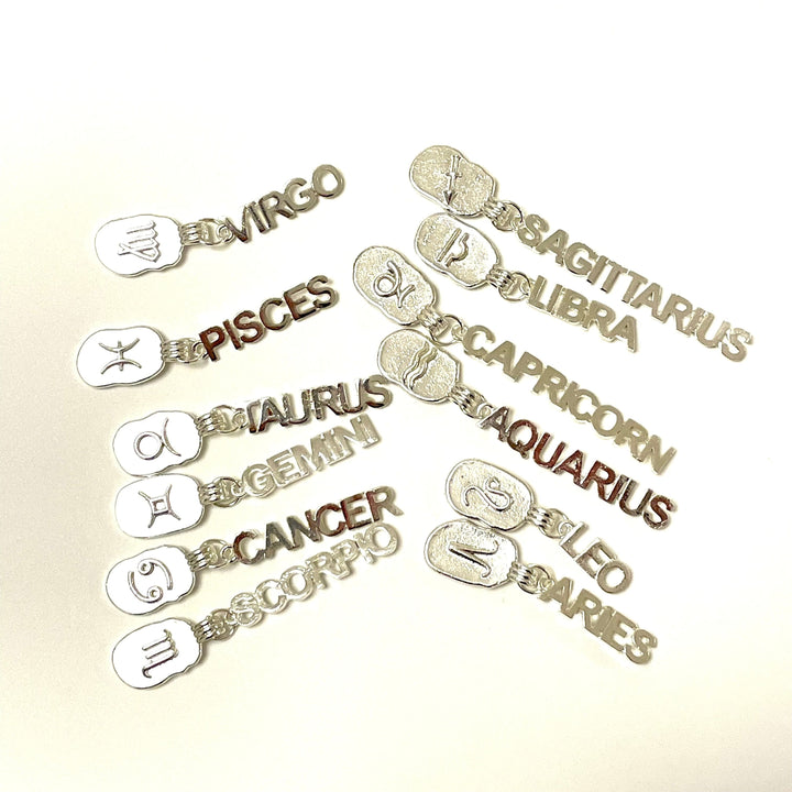 Silver Plated Brass Zodiac Horoscope Sign, Constellation Medallion Pendant,Celestial Astrology Charm-Chain&amp;Jump Rings Not Included