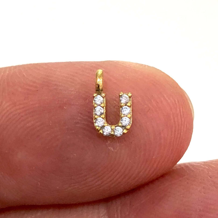 24Kt Gold Plated Brass Micro Pave Initial Charms