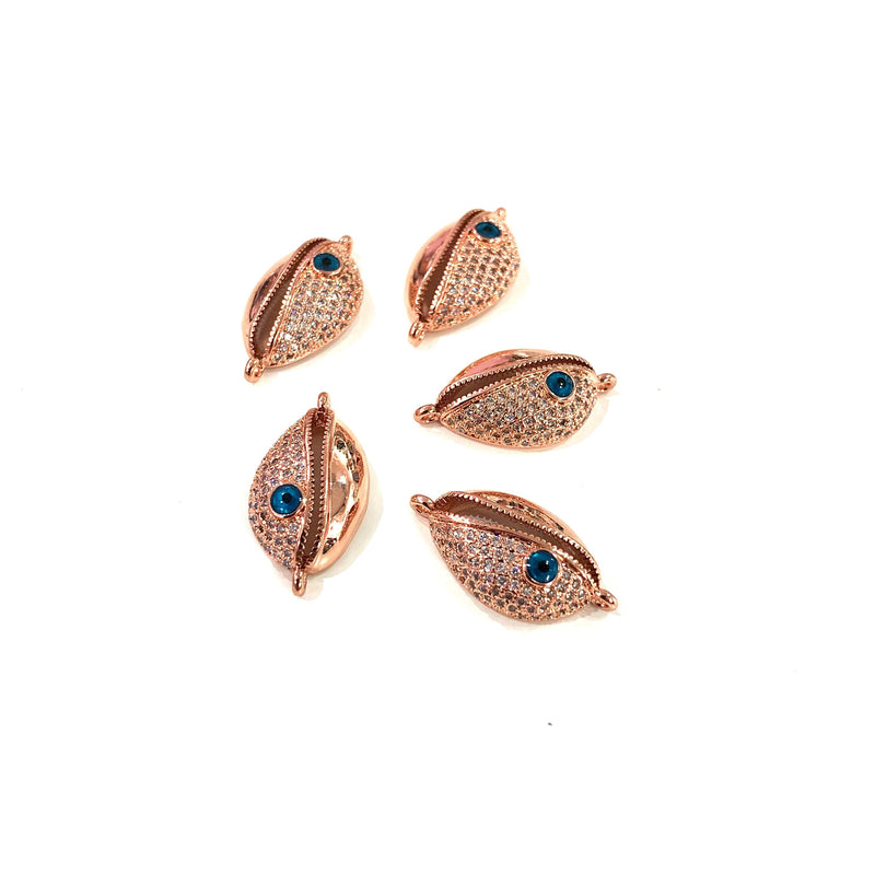 Cowrie High Quality Zirconia Rose Gold Plated Charms, Zirconia Connector Charms,