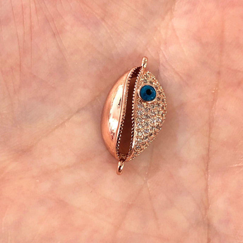 Cowrie High Quality Zirconia Rose Gold Plated Charms, Zirconia Connector Charms,