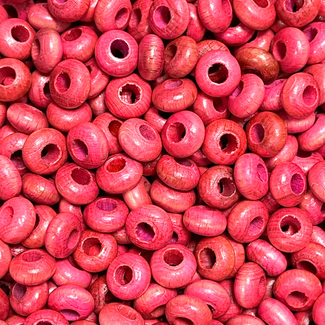 Large Hole Wooden Rondelle Beads 13x7mm 20 Pieces in a pack