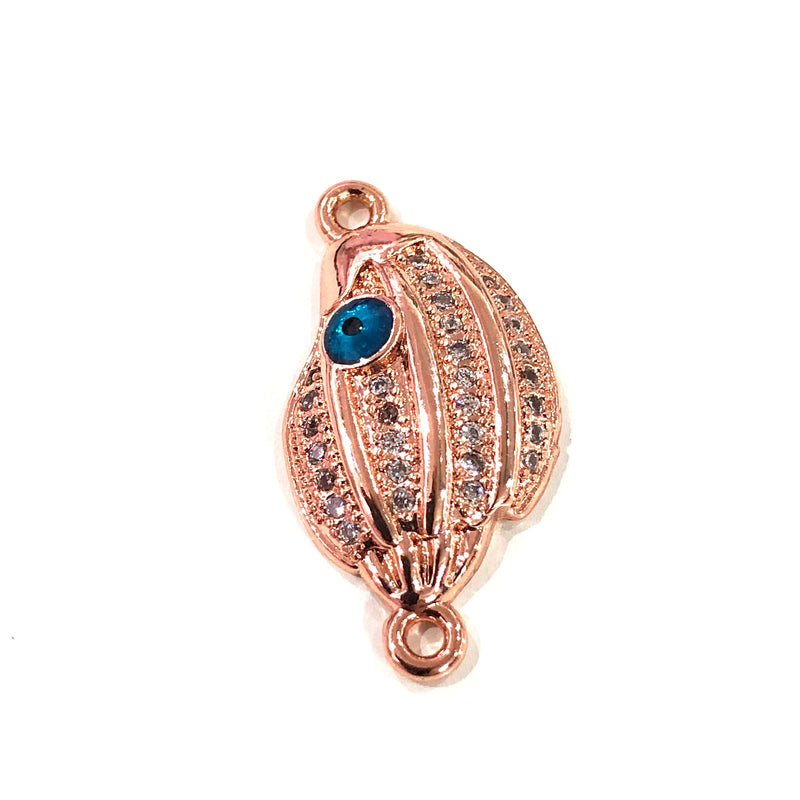 Sea Shell High Quality Zirconia Rose Gold Plated Charms, Zirconia Connector Charms,