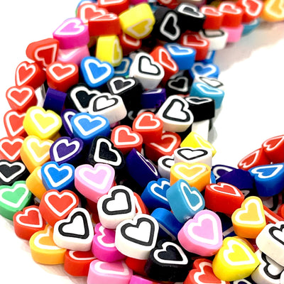 10mm Polymer Clay Hearts,10 Beads in a Pack