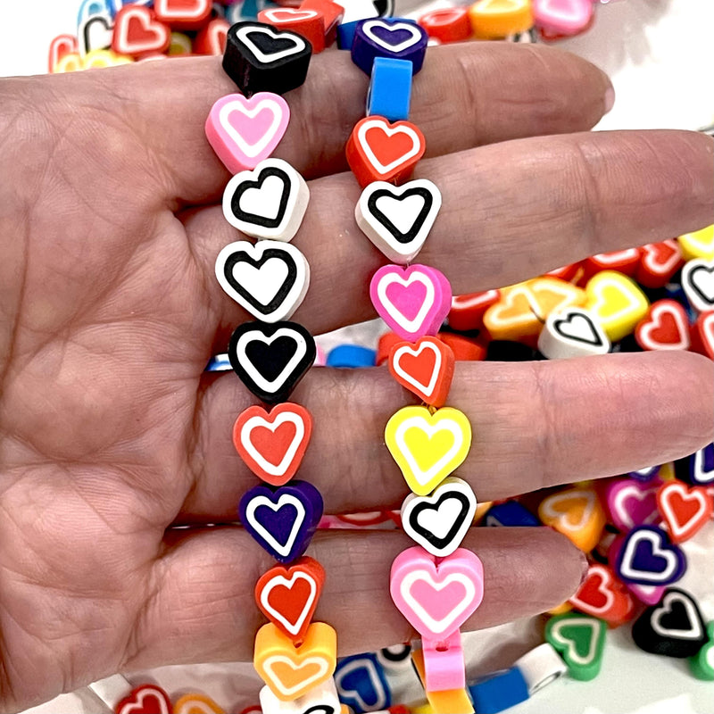 10mm Polymer Clay Hearts,10 Beads in a Pack