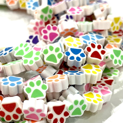 10mm Polymer Clay Paw Print Charms,10 Beads in a Pack
