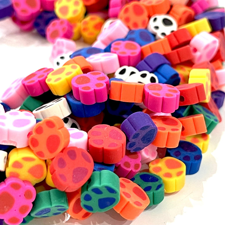 10mm Polymer Clay Paw Print Charms,10 Beads in a Pack