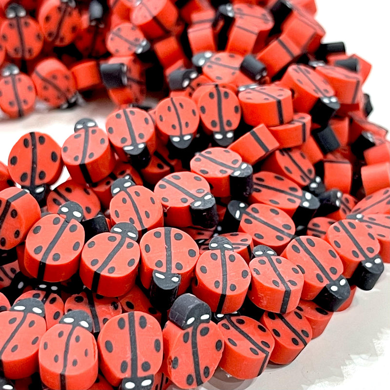 10mm Polymer Clay Lady Bird Charms,10 Beads in a Pack