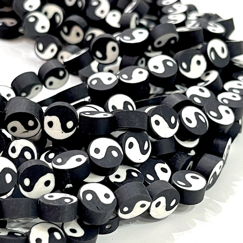 10mm Polymer Clay Yin Yang Charms,10 Beads in a Pack